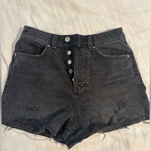 Zara Buttoned Black Denim Shorts